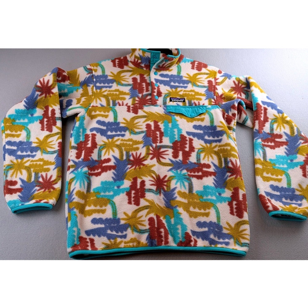 Patagonia Synchilla Snap-T Fleece Pullover Palm Tree Desert Print Womens Small